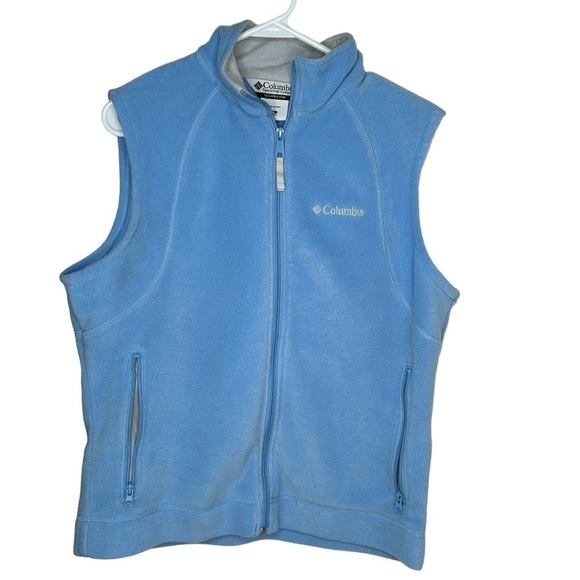 Columbia Women’s Fleece Vest Size Medium Light Blue Zip Front EUC - Picture 1 of 4